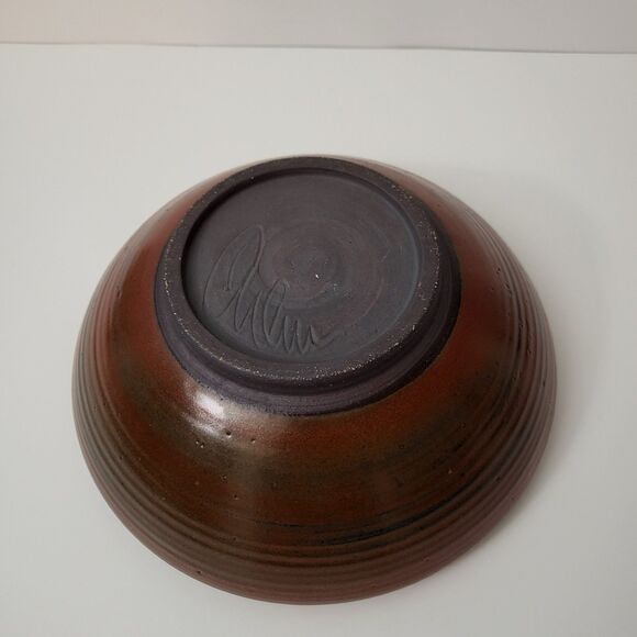 Vintage ADAMS Pottery Signed Wave Hand Painted Round Bowl 8.5" Diameter - Picture 8 of 9